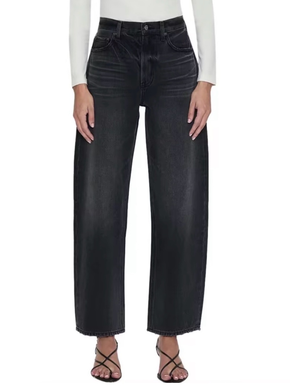 PISTOLA Wes High Rise Barrel Jeans in Caviar Faded Black size 26 - Picture 8 of 8